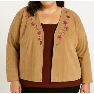 BANDOLINO SUEDE WOMEN'S  JACKET 100% LEATHER EMBROIDERED SIZE 20 Country Western